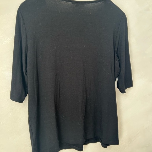 Eileen Fisher Womens petite large Scoop Neck  Rayon short Sleeve Top black - Picture 6 of 7